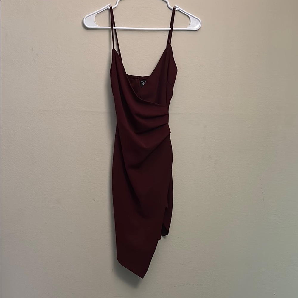 Elegant Burgundy Draped Dress